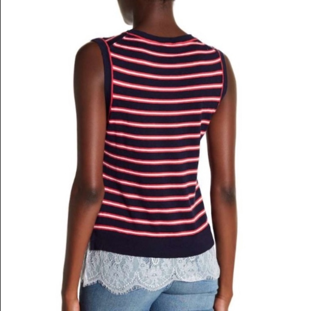 Tommy Hilfiger Striped Sweater Shell With Lace Hem - Picture 4 of 5